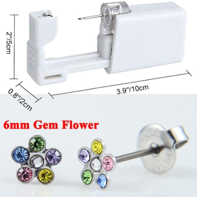 1PC Disposable Sterile Ear Piercing Unit Cartilage Tragus Helix Piercing Gun NO PAIN Piercer Tool Machine Kit Stud Choose Design