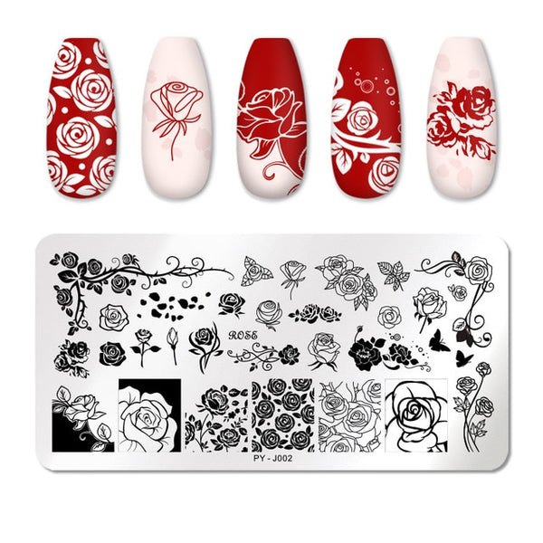 PICT YOU Nail Stamping Plates Rectangle Geometric Line Wave Pattern Stainless Steel Nail Art Image Stamp Stencils Design J004