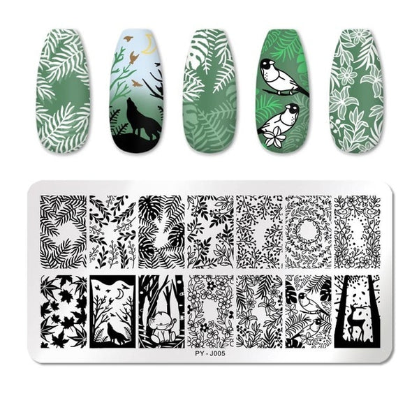 PICT YOU Nail Stamping Plates Rectangle Geometric Line Wave Pattern Stainless Steel Nail Art Image Stamp Stencils Design J004