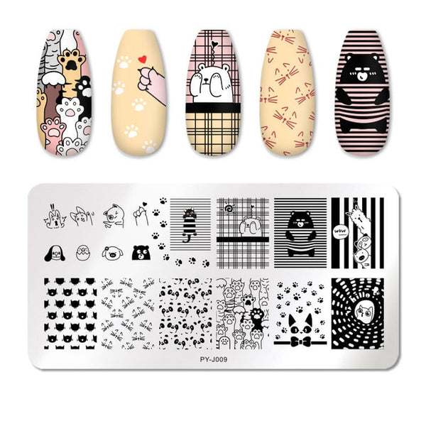 PICT YOU Nail Stamping Plates Rectangle Geometric Line Wave Pattern Stainless Steel Nail Art Image Stamp Stencils Design J004