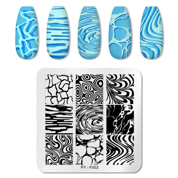 PICT YOU Nail Stamping Plates Rectangle Geometric Line Wave Pattern Stainless Steel Nail Art Image Stamp Stencils Design J004