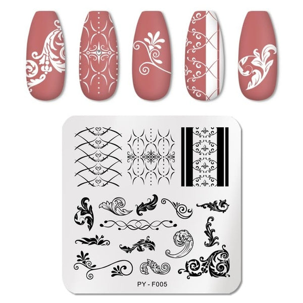 PICT YOU Nail Stamping Plates Rectangle Geometric Line Wave Pattern Stainless Steel Nail Art Image Stamp Stencils Design J004