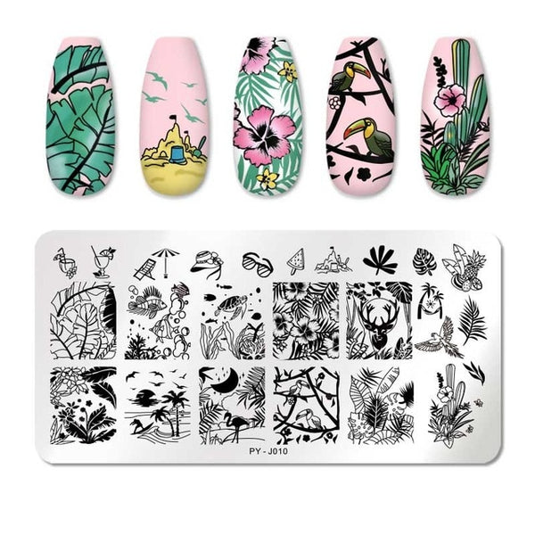 PICT YOU Nail Stamping Plates Rectangle Geometric Line Wave Pattern Stainless Steel Nail Art Image Stamp Stencils Design J004