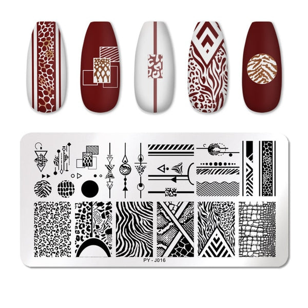 PICT YOU Nail Stamping Plates Rectangle Geometric Line Wave Pattern Stainless Steel Nail Art Image Stamp Stencils Design J004