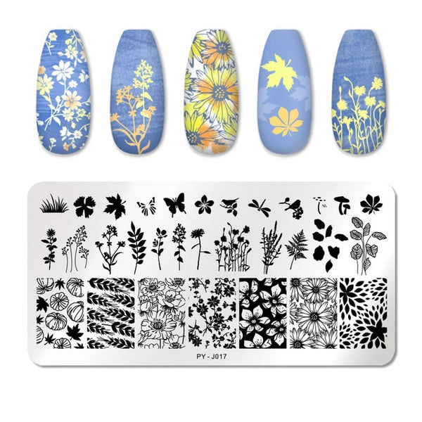 PICT YOU Nail Stamping Plates Rectangle Geometric Line Wave Pattern Stainless Steel Nail Art Image Stamp Stencils Design J004