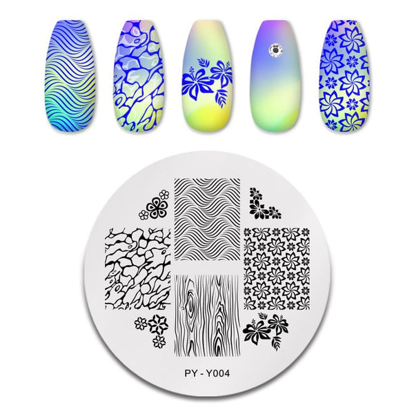 PICT YOU Nail Stamping Plates Rectangle Geometric Line Wave Pattern Stainless Steel Nail Art Image Stamp Stencils Design J004
