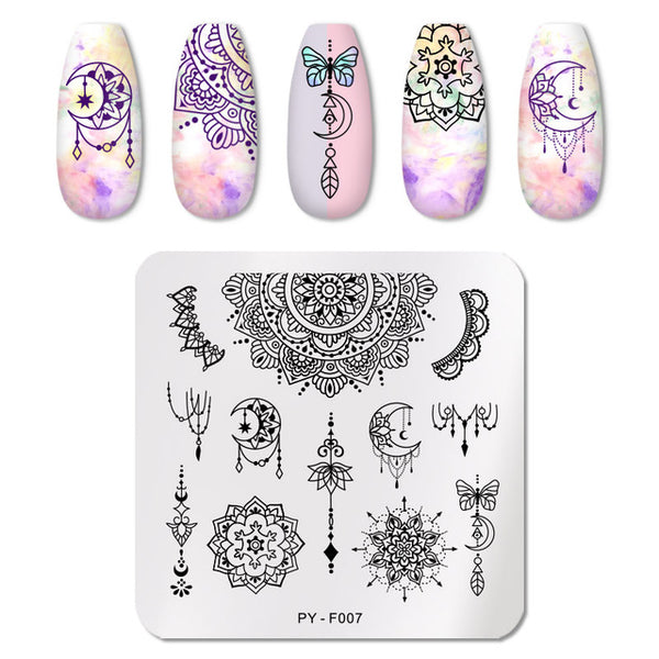 PICT YOU Nail Stamping Plates Rectangle Geometric Line Wave Pattern Stainless Steel Nail Art Image Stamp Stencils Design J004