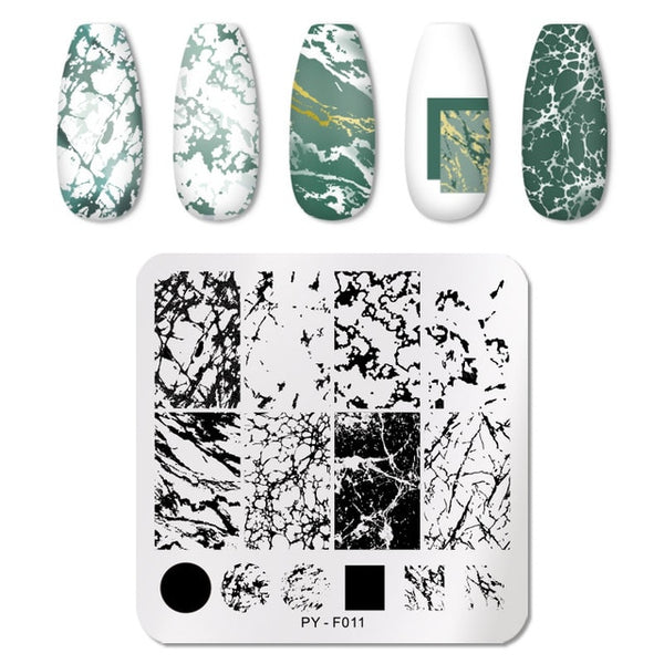 PICT YOU Nail Stamping Plates Rectangle Geometric Line Wave Pattern Stainless Steel Nail Art Image Stamp Stencils Design J004