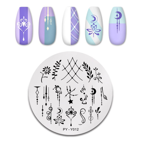 PICT YOU Nail Stamping Plates Rectangle Geometric Line Wave Pattern Stainless Steel Nail Art Image Stamp Stencils Design J004