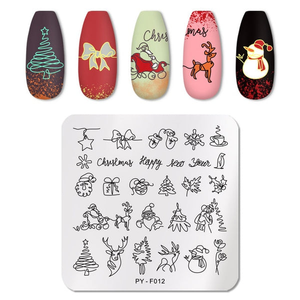 PICT YOU Nail Stamping Plates Rectangle Geometric Line Wave Pattern Stainless Steel Nail Art Image Stamp Stencils Design J004