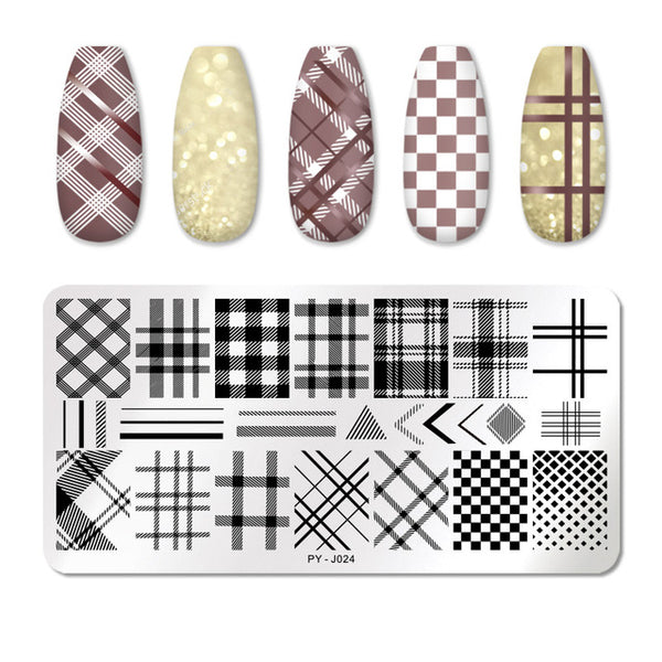 PICT YOU Nail Stamping Plates Rectangle Geometric Line Wave Pattern Stainless Steel Nail Art Image Stamp Stencils Design J004