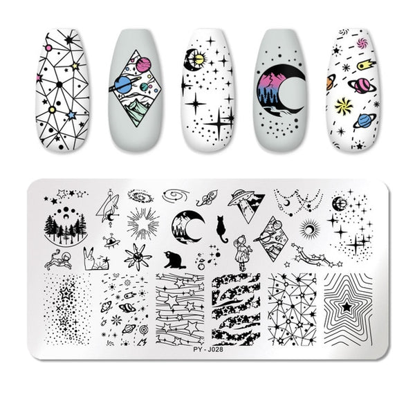 PICT YOU Nail Stamping Plates Rectangle Geometric Line Wave Pattern Stainless Steel Nail Art Image Stamp Stencils Design J004
