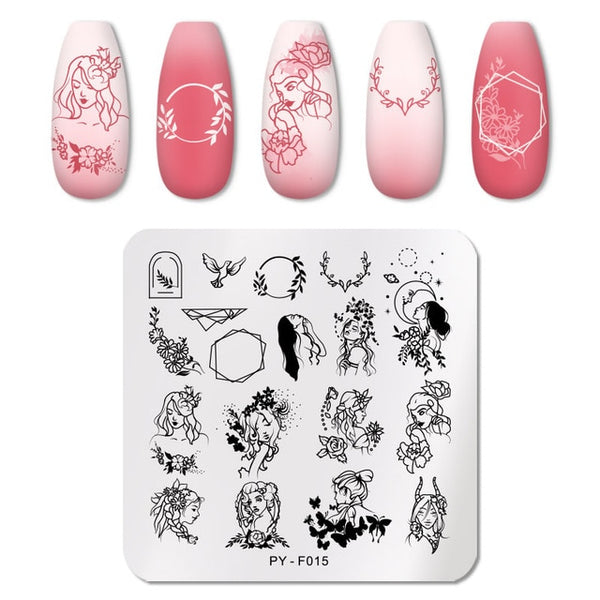 PICT YOU Nail Stamping Plates Rectangle Geometric Line Wave Pattern Stainless Steel Nail Art Image Stamp Stencils Design J004
