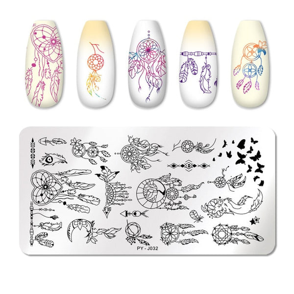 PICT YOU Nail Stamping Plates Rectangle Geometric Line Wave Pattern Stainless Steel Nail Art Image Stamp Stencils Design J004