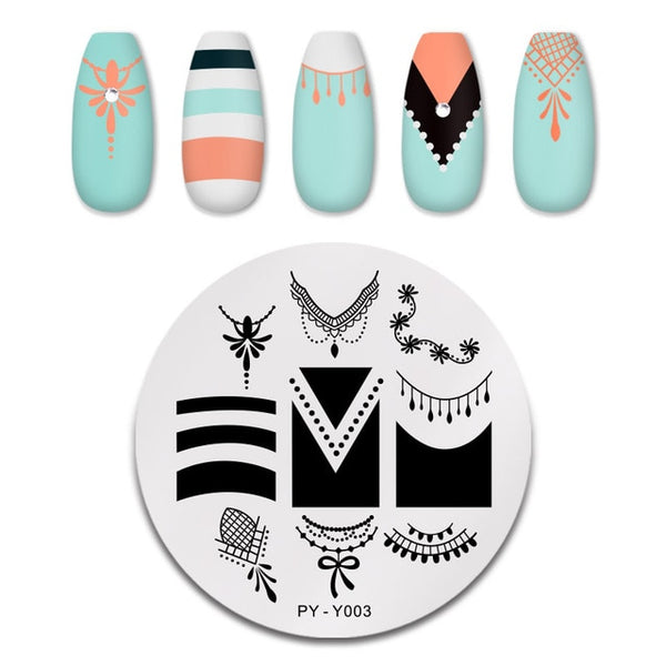 PICT YOU Nail Stamping Plates Flower Rectangle Stainless Steel Nail Image Stencils Stamping Template
