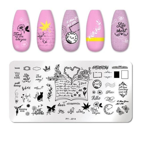 PICT YOU Nail Stamping Plates Flower Rectangle Stainless Steel Nail Image Stencils Stamping Template
