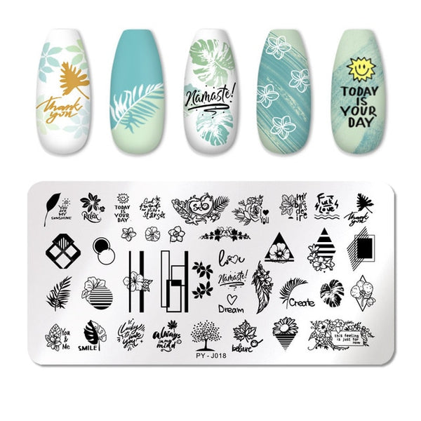 PICT YOU Nail Stamping Plates Flower Rectangle Stainless Steel Nail Image Stencils Stamping Template