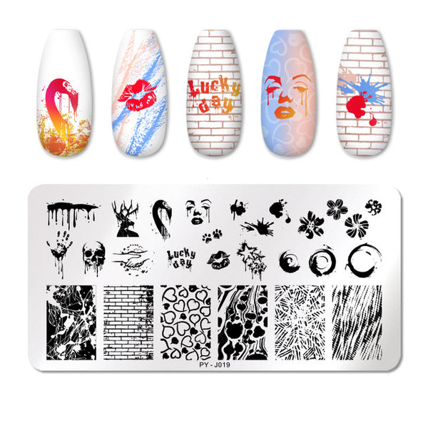 PICT YOU Nail Stamping Plates Flower Rectangle Stainless Steel Nail Image Stencils Stamping Template
