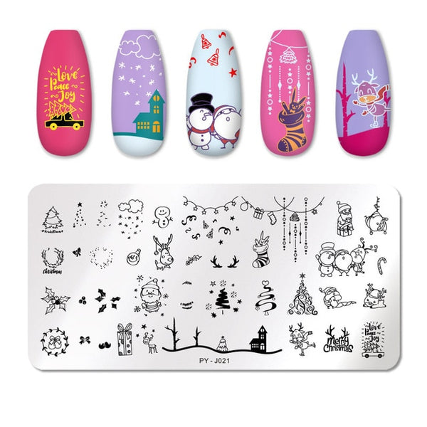 PICT YOU Nail Stamping Plates Flower Rectangle Stainless Steel Nail Image Stencils Stamping Template