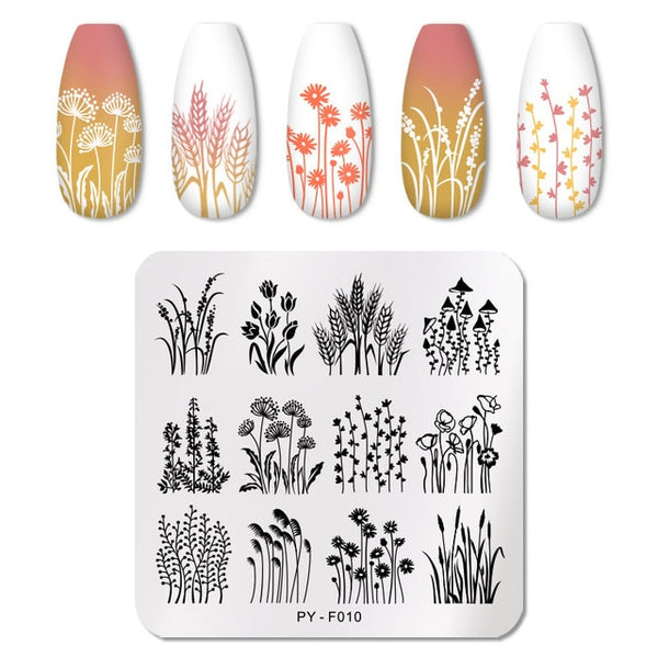 PICT YOU Nail Stamping Plates Flower Rectangle Stainless Steel Nail Image Stencils Stamping Template