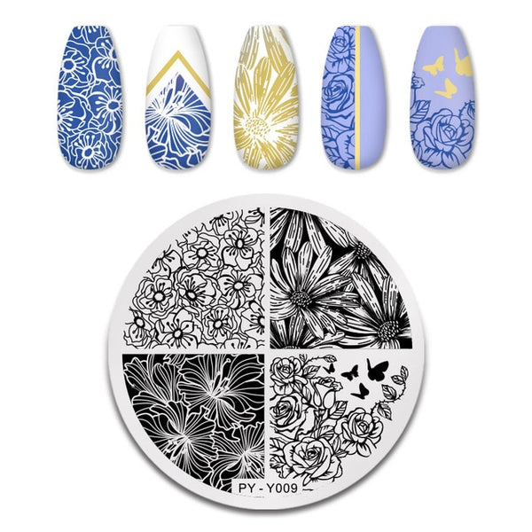 PICT YOU Nail Stamping Plates Flower Rectangle Stainless Steel Nail Image Stencils Stamping Template