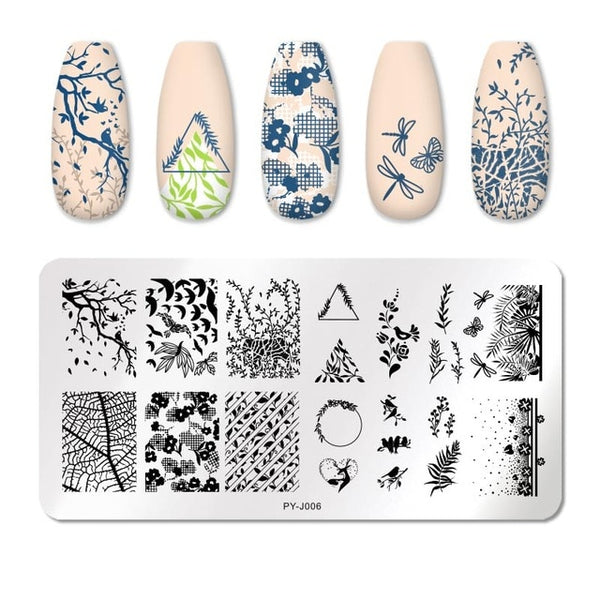 PICT YOU Nail Stamping Plates Flower Rectangle Stainless Steel Nail Image Stencils Stamping Template