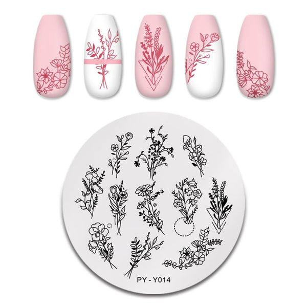 PICT YOU Nail Stamping Plates Flower Rectangle Stainless Steel Nail Image Stencils Stamping Template