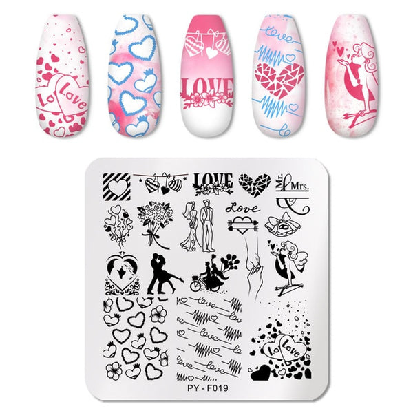 PICT YOU Nail Stamping Plates Flower Rectangle Stainless Steel Nail Image Stencils Stamping Template