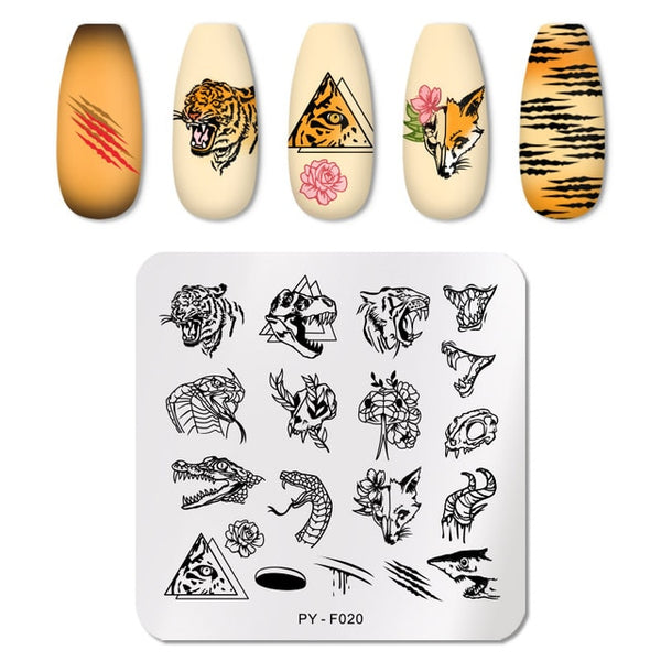PICT YOU Nail Stamping Plates Flower Rectangle Stainless Steel Nail Image Stencils Stamping Template