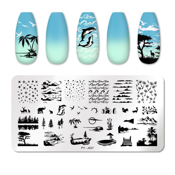 PICT YOU Nail Stamping Plates Flower Rectangle Stainless Steel Nail Image Stencils Stamping Template