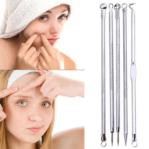 2020 Hot Sale Beauty Tools Women Girls 5pcs Pimple Blemish Stainless Steel Comedone Acne Extractor Remover Tool Set jja30