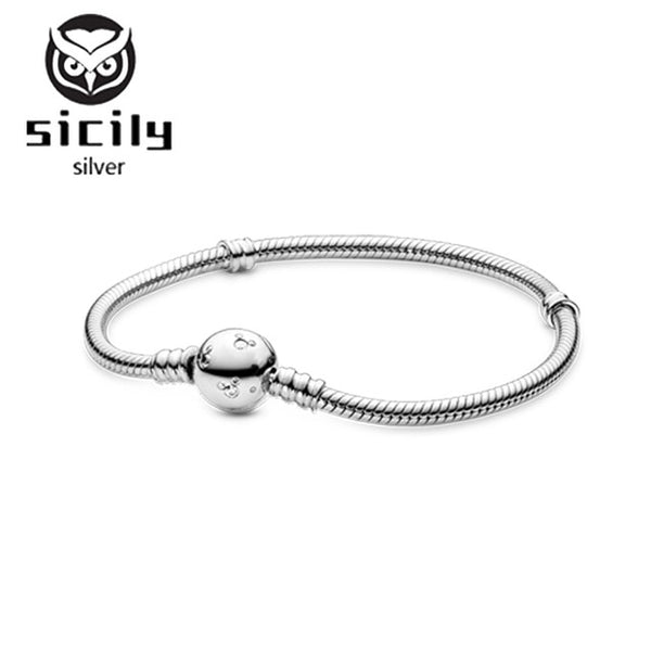 Sicily Authentic original logo 100% 925 sterling silver pan charm chain bracelet for women fashion luxury snake bracelet jewelry