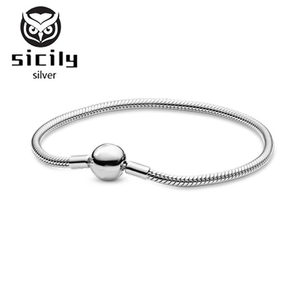 Sicily Authentic original logo 100% 925 sterling silver pan charm chain bracelet for women fashion luxury snake bracelet jewelry
