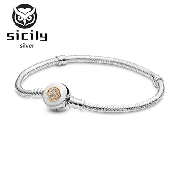Sicily Authentic original logo 100% 925 sterling silver pan charm chain bracelet for women fashion luxury snake bracelet jewelry