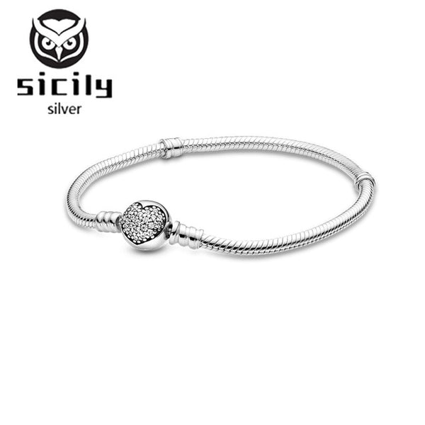 Sicily Authentic original logo 100% 925 sterling silver pan charm chain bracelet for women fashion luxury snake bracelet jewelry