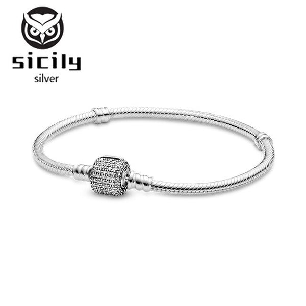 Sicily Authentic original logo 100% 925 sterling silver pan charm chain bracelet for women fashion luxury snake bracelet jewelry