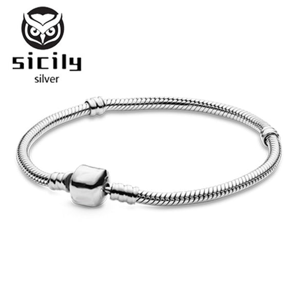 Sicily Authentic original logo 100% 925 sterling silver pan charm chain bracelet for women fashion luxury snake bracelet jewelry