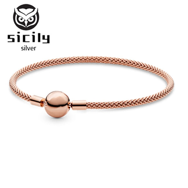 Sicily Authentic original logo 100% 925 sterling silver pan charm chain bracelet for women fashion luxury snake bracelet jewelry