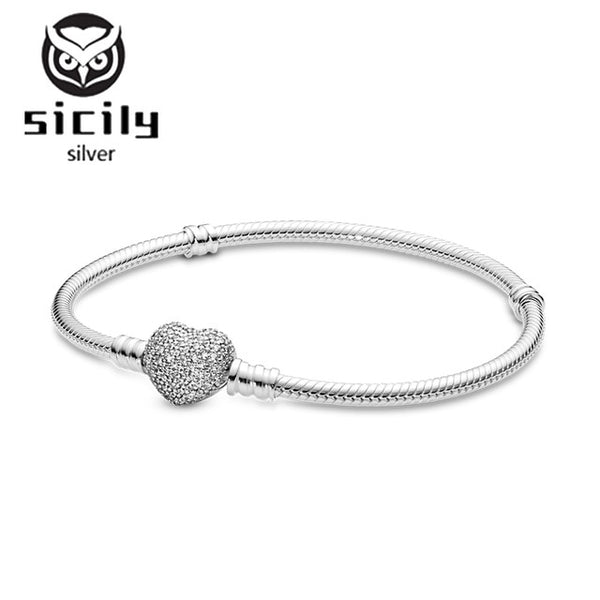 Sicily Authentic original logo 100% 925 sterling silver pan charm chain bracelet for women fashion luxury snake bracelet jewelry