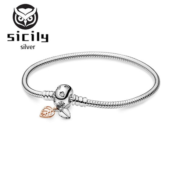 Sicily Authentic original logo 100% 925 sterling silver pan charm chain bracelet for women fashion luxury snake bracelet jewelry