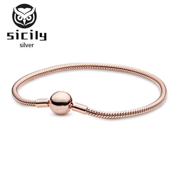 Sicily Authentic original logo 100% 925 sterling silver pan charm chain bracelet for women fashion luxury snake bracelet jewelry