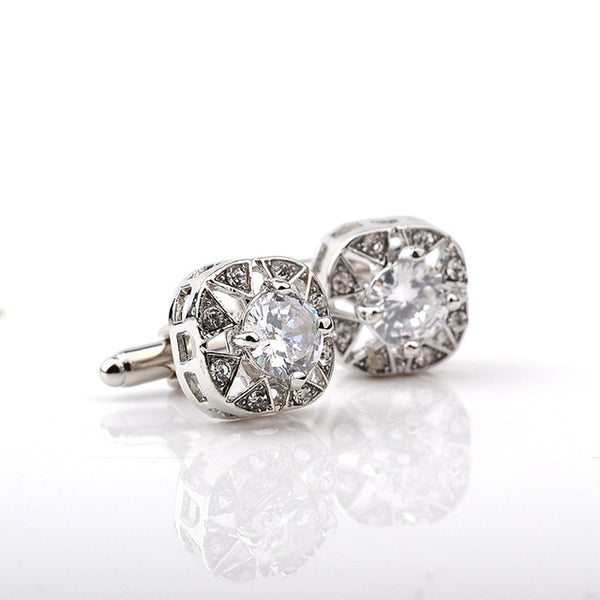 Fashion Luxury Crystal Cufflinks 2 Colors Option White Qurple Top Quality Rhinestone Design Hotsale Cufflink Whoelsale & Retail