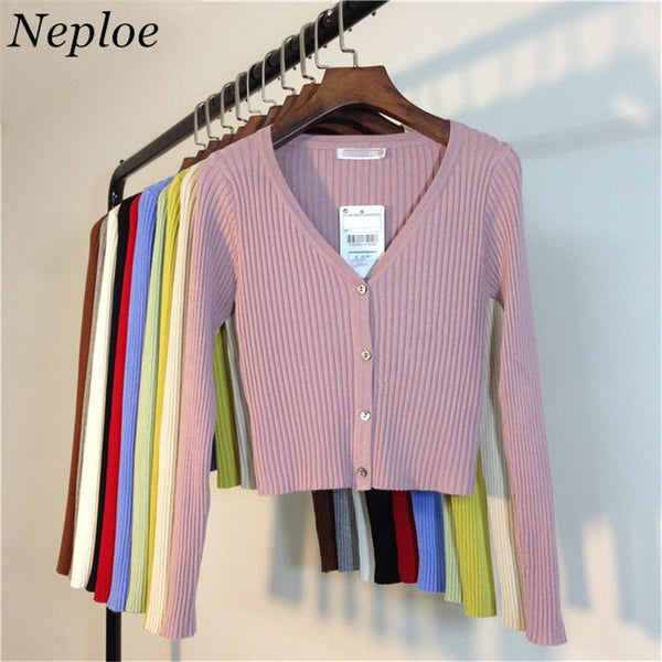 Neploe Spring Newly Patchwork Women Cardigans 2020 Fashion Slim Ladies Knitted Sweater Long Sleeve Buttons Sweater 65057