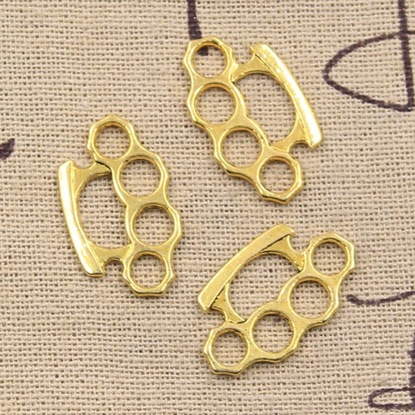 12pcs Charms AI Punch Knuckle Dusters 24x14mm Antique Silver Color Plated Pendants Making DIY Handmade Tibetan Finding Jewelry