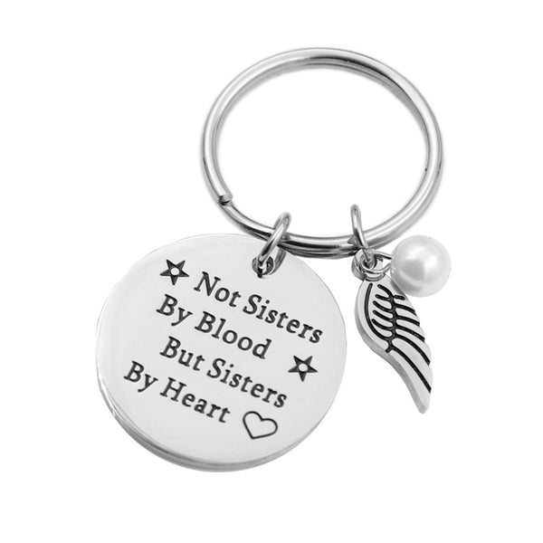 VILLWICE Best friends keychain keyring "not sisters by blood but sisters by heart" friendship jewelry gift for women girls