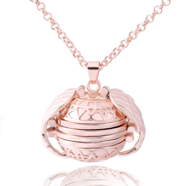 DIY Flash Memory Photo Pendant Jewelry Antique Silver Four-Color Angel Wings Locket Necklace Fashion Women Romantic Accessories