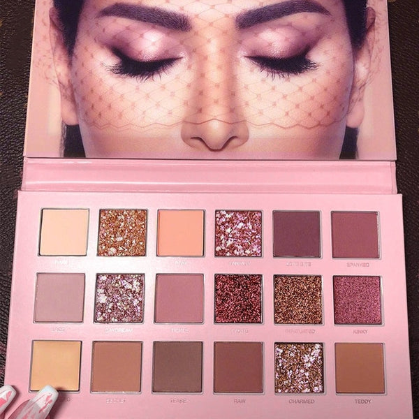 Beauty Eyeshadow Palette 18 Matte Shimmer Colors Long Lasting Perfect Mix Makeup Palette Powder Pink Shades Eye shadow Set