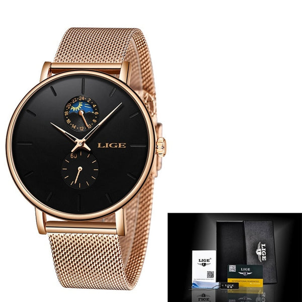 LIGE New Women Luxury Brand Watch Simple Quartz Lady Waterproof Wristwatch Female Fashion Casual Watches Clock reloj mujer 2020