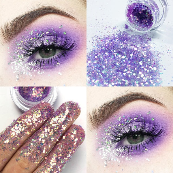 New Eye Glitter Nail Hair Body Face Glitter Gel Art Flash Heart Loose Sequins Cream Festival Glitter Decoration Party Festival