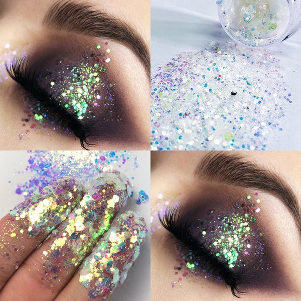 New Eye Glitter Nail Hair Body Face Glitter Gel Art Flash Heart Loose Sequins Cream Festival Glitter Decoration Party Festival